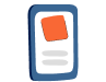 Ilustração mostrando um celular com um quadrado laranja