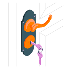 ilustração mostrando um chaveiro e fechadura