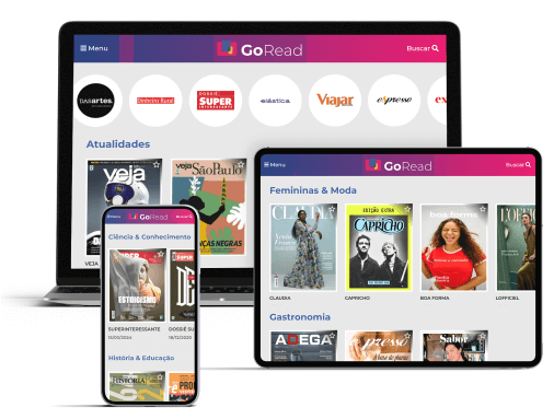 Revista GoRead sendo acessado por celular, tablet e notebook Revista GoRead sendo acessado por celular, tablet e notebook