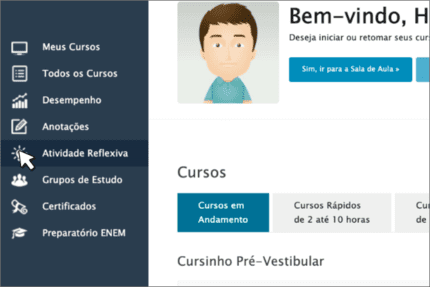 Imagem focando em Atividades Reflexivas na plataforma