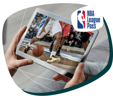 Tablet mostrando o jogo no app do nba league pass