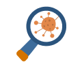 ilustração de uma lupa mostrando um vírus