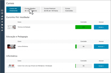 Imagem da plataforma de cursos online