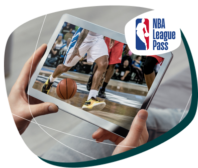 Tablet mostrando o jogo no app do nba league pass