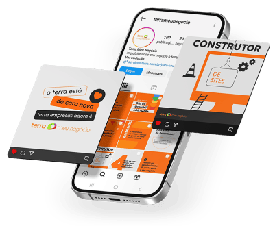 Acompanhe a gente nas Redes Sociais celular mostrando as redes sociais do terra
